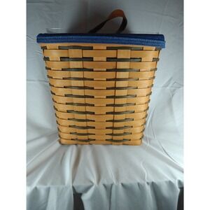 New Rare 1996 Longaberger Heartland Medium Key Basket w/ Denim Liner & Protector